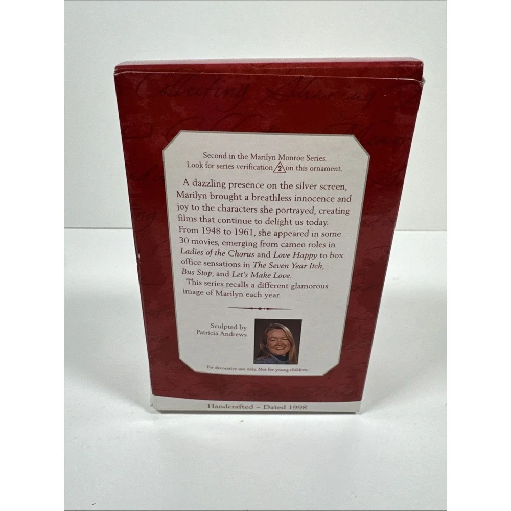 CHRISTMAS ORNAMENT MARILYN MONROE HALLMARK KEEPSAKE COLLECTOR SERIES 1998 NEW